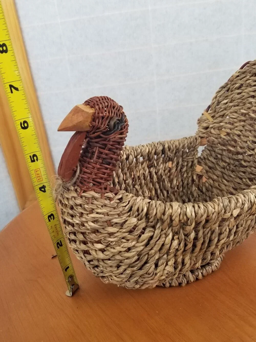 Vintage Wicker Turkey Basket Farmhouse Cottage Country Bird